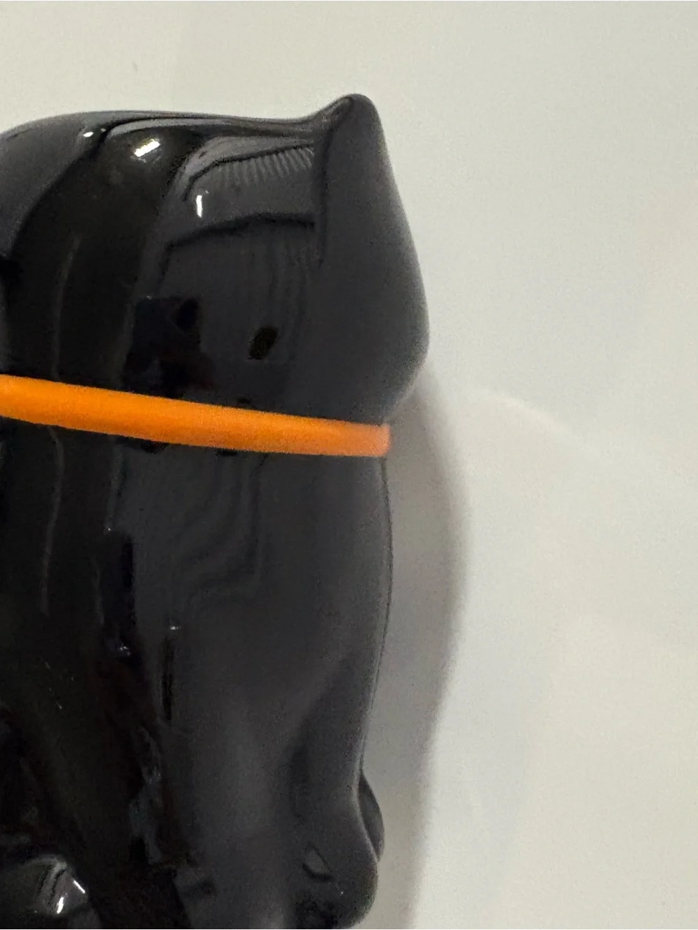 Black Cat Ceramic Mug with Orange Collar and White Moon Accent Halloween decor